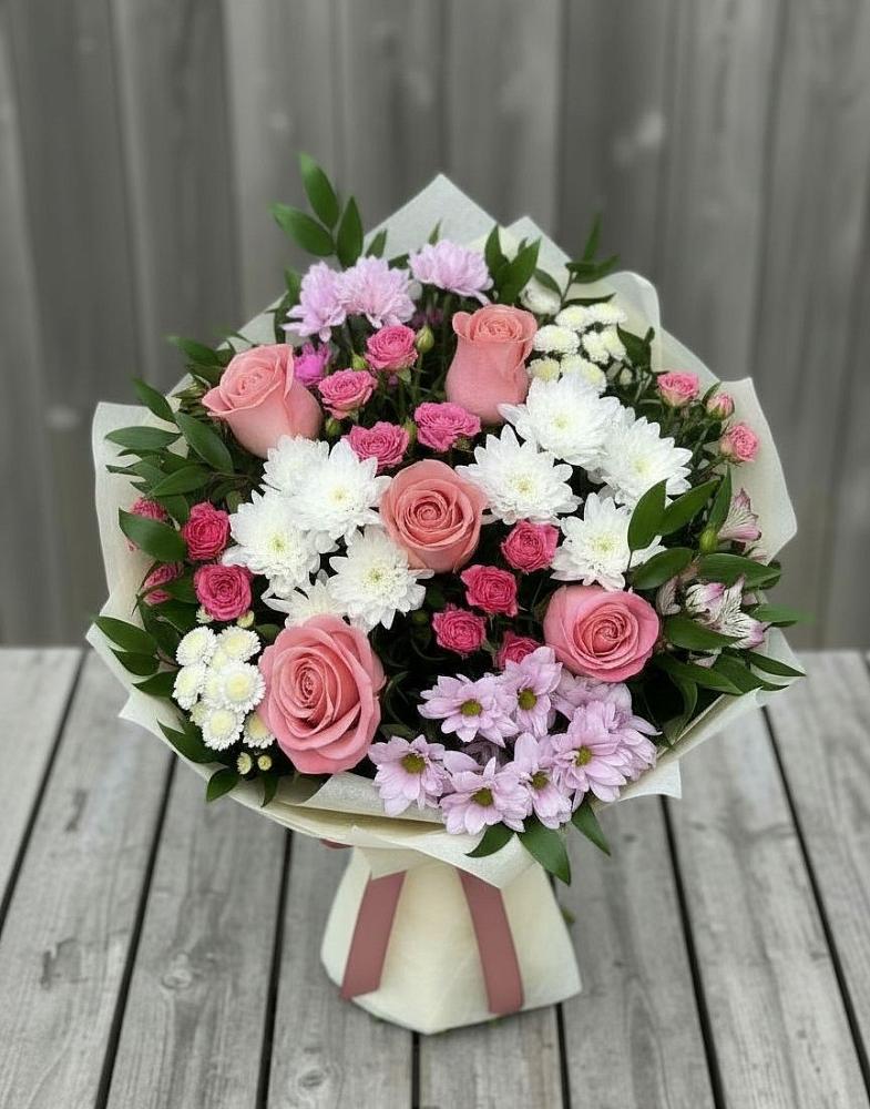 Букет цветов из: Альстромерии, Гвоздики, Розы и Хризантемы в Краснознаменский