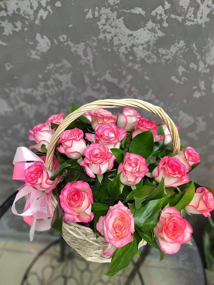 Цветочная композиция из Розы в корзине в Краснознаменский