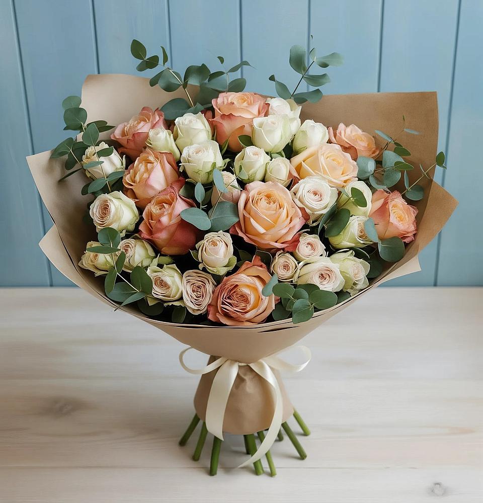 Букет цветов из: Альстромерии и Розы в Краснознаменский