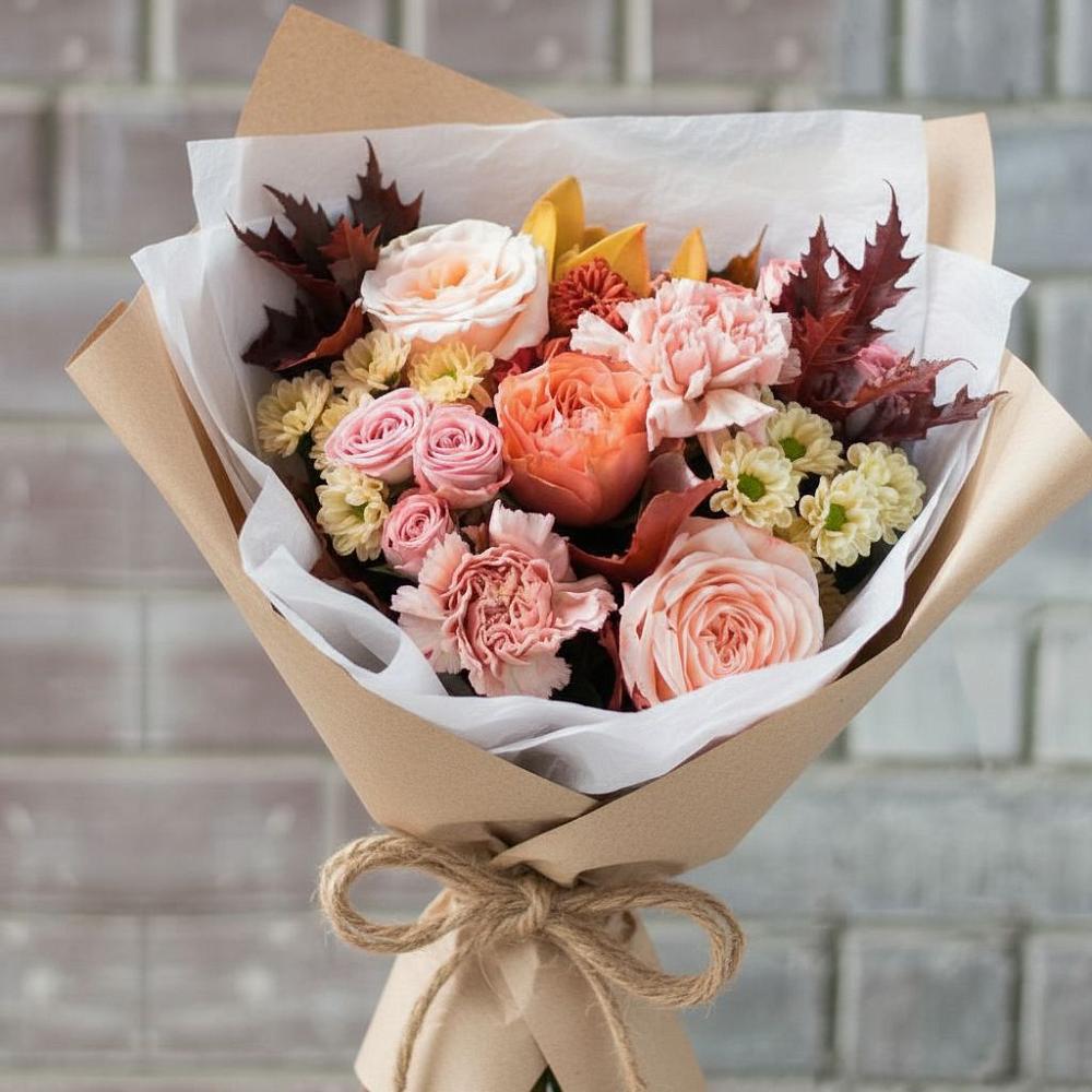 Букет цветов из: Гвоздики, Хризантемы и Розы в Краснознаменский