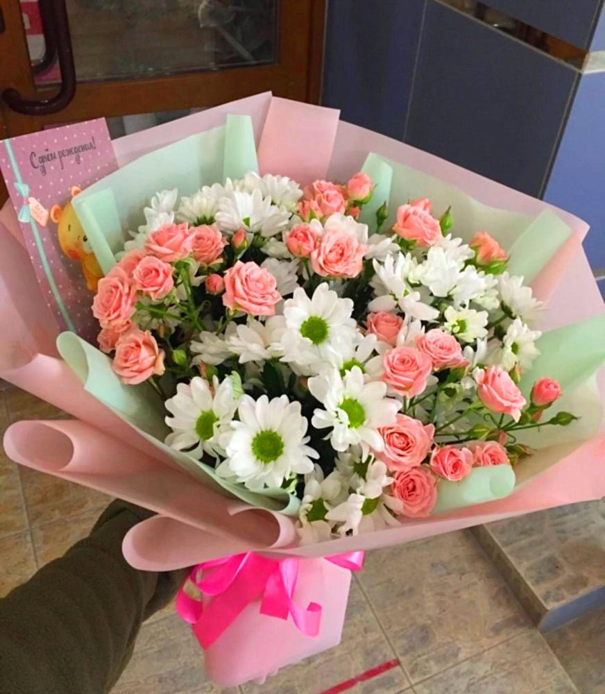 Букет цветов из: Розы и Хризантемы в Краснознаменский