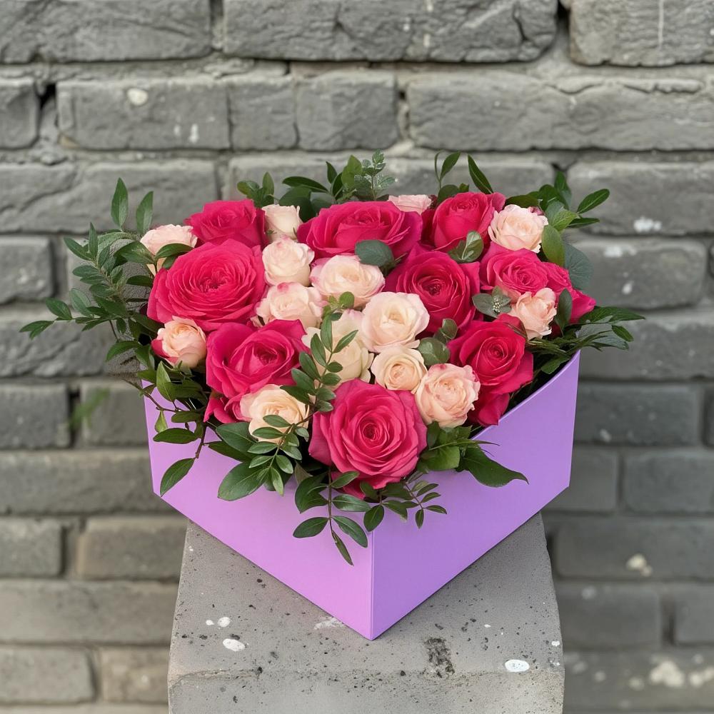 Цветочная композиция из Розы в коробке в Краснознаменский