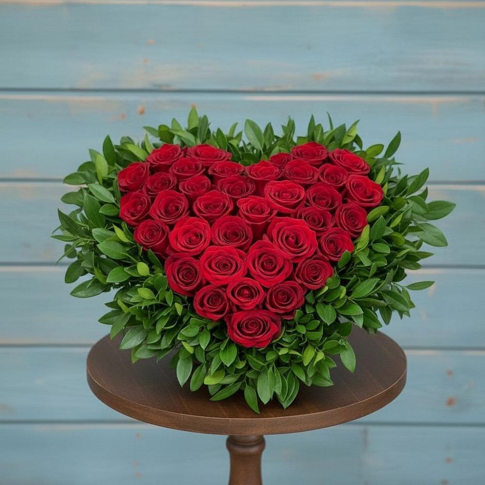 Цветочная композиция из Розы в виде сердца в Краснознаменский