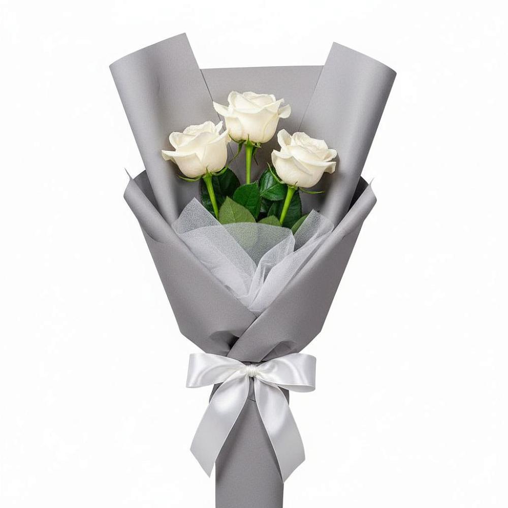 Букет 3 белые розы в Краснознаменский
