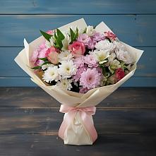 Букет цветов из:  Хризантемы, Альстромерии и Розы в Краснознаменский