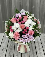 Букет цветов из:  Альстромерии, Гвоздики, Розы и Хризантемы в Краснознаменский
