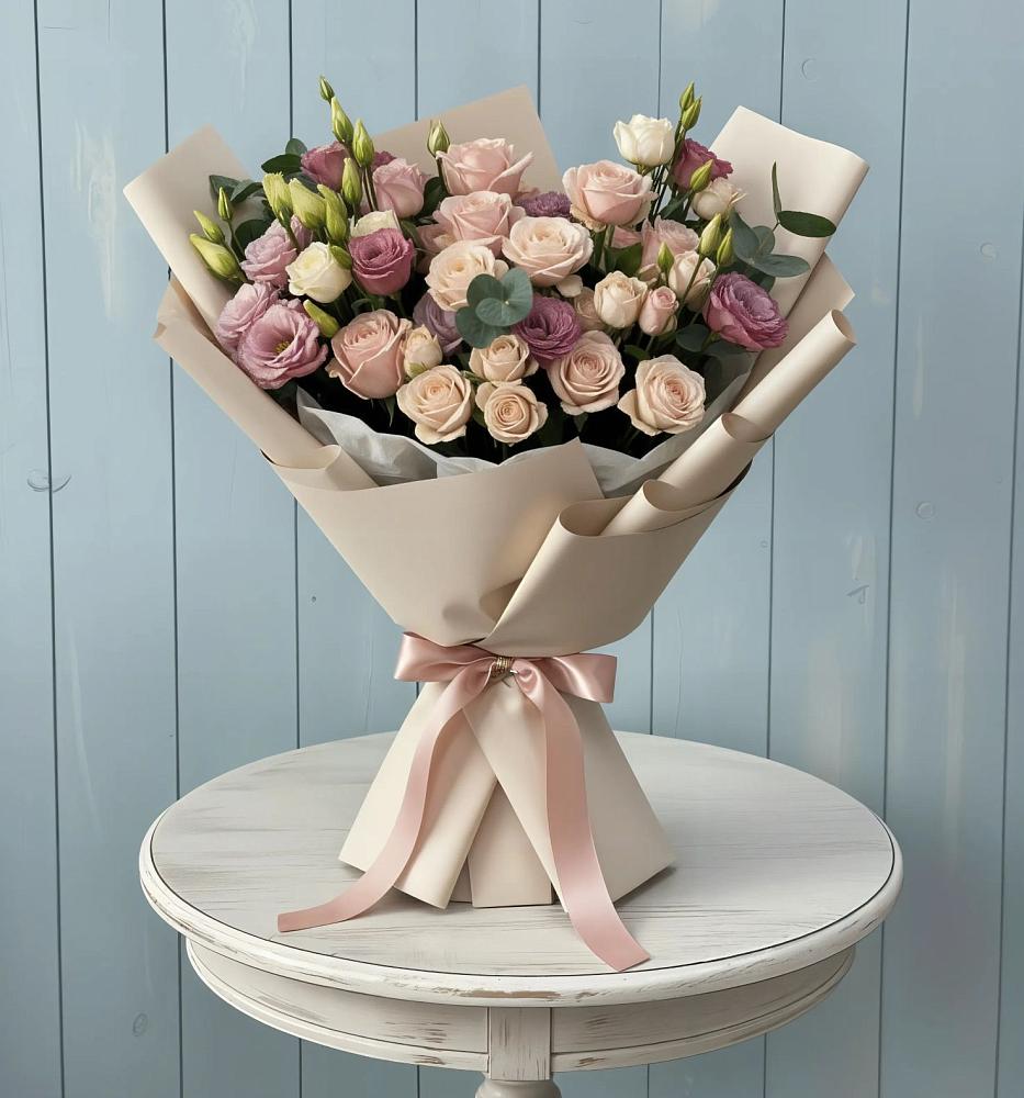 Букет цветов из: Розы и Лизиантусы в Краснознаменский