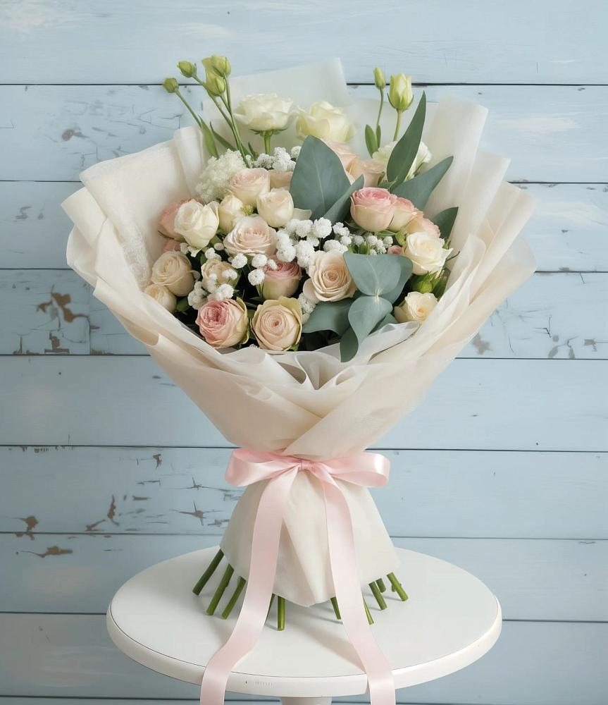 Букет цветов из: Розы и Лизиантусы в Краснознаменский