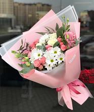 Букет цветов из:  Розы, Лизиантусы и Хризантемы в Краснознаменский