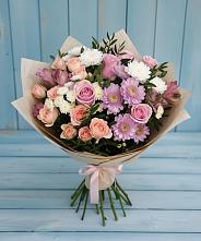 Букет цветов из:  Хризантемы, Розы и Альстромерии в Краснознаменский