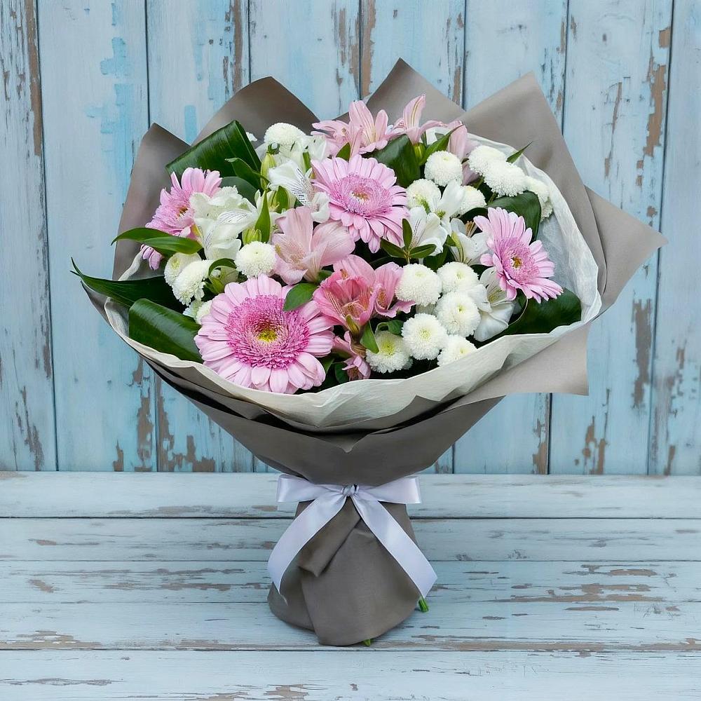 Букет цветов из: Герберы, Альстромерии и Хризантемы в Краснознаменский