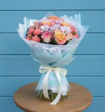 Букет цветов из:  Хризантемы и Розы в Краснознаменский