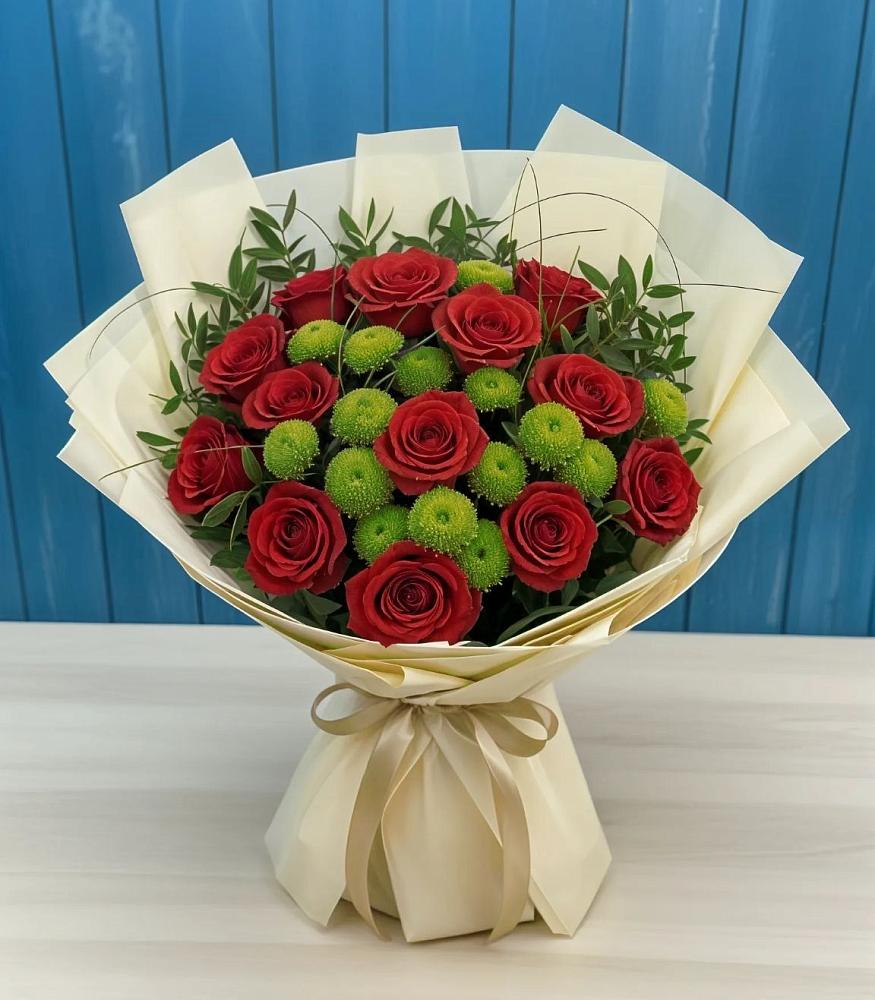 Букет цветов из: Розы и Хризантемы в Краснознаменский