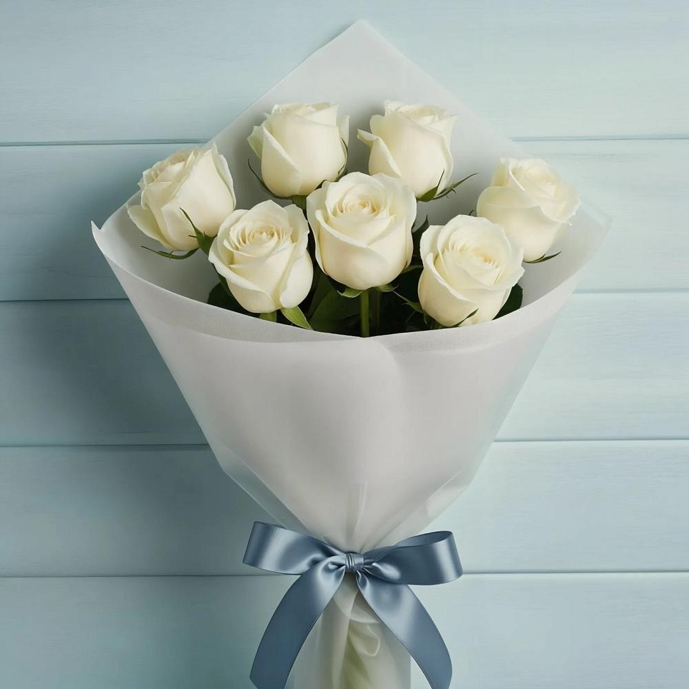 Букет 7 Белых роз Эдлесс Лав в Краснознаменский