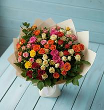 Букет Микс из разноцветных кустовых роз в Краснознаменский